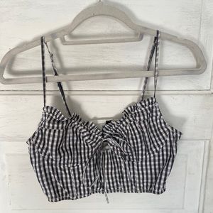 blue and white plaid picnic top